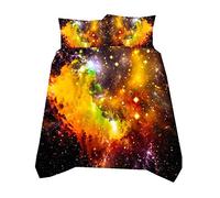 Bébé Galaxie Étoile Garçon Fille Housse de Couette avec Taie d'oreiller, Bleu Violet Noir 140x200cm Mystère Cosmos Parures de Lit été Automne Hiver (Galaxie Étoile 4)