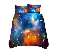Bébé Galaxie Étoile Garçon Fille Housse de Couette avec Taie d'oreiller, Bleu Violet Noir 140x200cm Mystère Cosmos Parures de Lit été Automne Hiver (Galaxie Étoile 5)