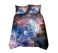 Bébé Galaxie Étoile Garçon Fille Housse de Couette avec Taie d'oreiller, Bleu Violet Noir 140x200cm Mystère Cosmos Parures de Lit été Automne Hiver (Galaxie Étoile 6)