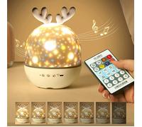 Bébé Veilleuse Projecteur, LED Enfant Veilleuse Lampe Musicale et Lumineuse 360°Rotation avec 8 Musique 6 Films Thème, Lampe de