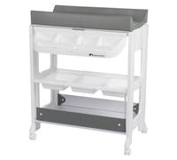 Bebeconfort Rosie Table à langer & baignoire, chariot mobile 2 en 1 pour langer & baigner bébé, avec baignoire intégrée et beaucoup d'espace de rangement, Mineral Gray