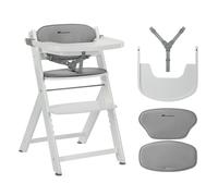 Bebeconfort Timba 2 avec Coussin, Chaise Haute Bébé Évolutive Bois, 6 Mois et +, Jusqu'à 110 kg, Chaise Haute Enfant Ergonomique, S'adapte À La Plupart Des Tables, Plateau Amovible, White + Grey