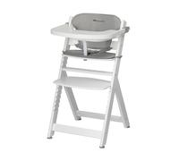 Bebeconfort Timba + coussin d'assise, Chaise haute évolutive, 6 mois-10 ans, Plateau amovible, Assise/repose-pieds réglable, Blanc + Gris clair