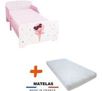 BEBEGAVROCHE Lit+ matelas Ballerine Lit + Sommier +lattes + Matelas - 70x140 cm Multicolors G
