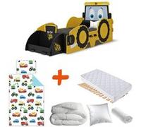 BEBEGAVROCHE Pack complet Lit JCB à clipser modèle tractopelle Jaune - couchage 70x140 cm Multicolors G