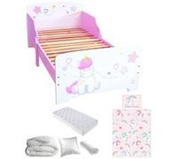 BEBEGAVROCHE Pack complet Premium Lit enfant Licorne Lit+Matelas & Parure+Couette+Oreiller Multicolors G