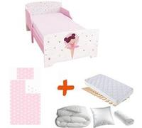 BEBEGAVROCHE Pack complet Premium Lit junior 140 cm Ballerine Lit+Matelas & Parure+Couette+Oreiller Multicolors G