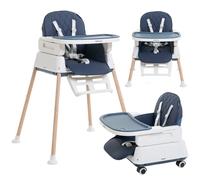 Bebelissimo - Chaise haute 2 en 1, Chaise haute pour enfant, Chaise bébé, Chaise haute combinée, de 6 mois à 20kg, Housse en PU, Facile à nettoyer, Plateau réglable amovible - 5 en 1