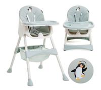 Bebelissimo - Chaise haute bébé 2 en 1, Chaise haute pour enfant, Chaise bébé, Chaise haute combinée, de 6 mois à 20kg, Housse en PU, Facile à nettoyer, Plateau réglable amovible - Disco Pinguin