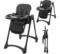 Bebies First Chaise haute bébé - compacte et pliable, réglable en plusieurs positions - harnais 5 points, plateau repas amovible - noir