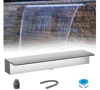 Bec de Cascade en Acier Inoxydable pour Bassin de Jardin, kit de Cascade à Fixation en F avec Tuyau Long (70 cm), décoration de Fontaine pour terrasse et Jardin.