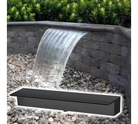 Bec de Cascade en Acier Inoxydable pour Bassin de Jardin, kit de Cascade de terrasse à Fixation Murale avec Tuyau de 112 cm, décoration extérieure Noire, idéal pour l'aménagement paysager