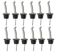 Bec Verseur INOX avec Clapet de Fermeture Anti-Poussière Couvercle à Rabat de Protection Pourer Freeflow INOX et Silicone Bar Cocktail Alcool et Spiritueux Matériel de Bar Lot de 12