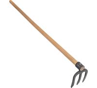 Bêche de jardin - Cultivateur à 3 dents - Acier - 15 x 12 cm - Avec manche