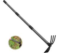Bêche double - Griffe désherbeuse - Entretien du jardin et désherbage - Tige réglable - 78 cm - Gris