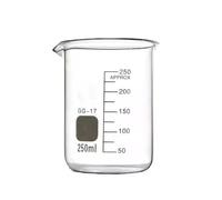 Bécher de verre de borosilicate, Bécher à bec de forme basse en Borosilicate Transparent GG-17 250ml, 70x98mm