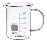 Bécher en Verre 250ml Poignée, Mesure de Laboratoire | Usage la Cuisine et Chimie, Transparent, Prise Confortable, Résistant à Haute Température, Format Pratique