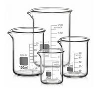 ® Bécher Gradué 25ml 50ml 100ml 200ml en Verre Borosilicate, Lot de 4 Verre Doseur pour Laboratoire et Cuisine