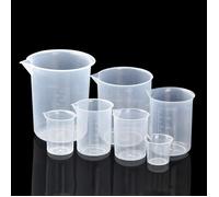 Bécher Gradué Plastique, Lot de 7 Tasse à Mesurer, Verre Doseur Plastique pour Cuisine et Laboratoire, 50/100/150/200/250/500/1000ML