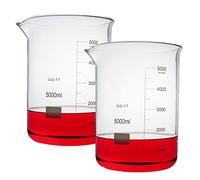 Béchers en verre de forme basse de 5000 ml, bécher de laboratoire en borosilicate transparent, bécher de mesure gradué en verre avec bec verseur, réutilisable, pour laboratoire/école/maison, 2 pièce