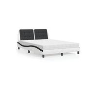 Bed met matras kunstleer wit en zwart 140x190 cm3208865
