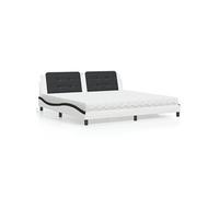 Bed met matras kunstleer wit en zwart 200x200 cm3208893