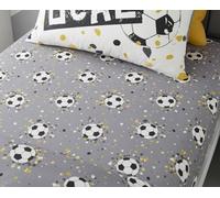Bedding Bedlam Drap-Housse Gris - 190 x 90 x 25 cm - Motif Football - pour garçon - Accessoires de Chambre à Coucher - Drap de lit avec Ballon de Football