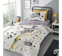 Bedding Bedlam Parure de lit avec Housse de Couette pour lit Double (200 x 200 cm) - Réversible (2 Motifs) - Thème Football - 1 pièce - 100% Polyester (60% recyclé) - 2 taies d'oreiller
