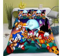 Bedding Sonic X, Sonic Bedding - Parure De Lit Anime Sonic Literie Enfant X Sonic Microfibre Impression D (,Xcm)