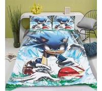 Bedding Sonic X, Sonic Bedding - Parure De Lit Anime Sonic Literie Enfant X Sonic Microfibre Impression D (Xcm)