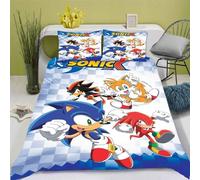 Bedding Sonic X, Sonic Bedding - Parure De Lit Anime Sonic Literie Enfant X Sonic Microfibre Impression D (,Xcm)