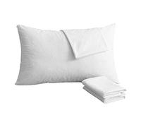 Bedecor Lot de 2 Protège Oreillers 50x70cm avec Zip de Fermeture, Imperméable Doux et Confortable Hypoallergénique Taies d'oreiller, Lavable en Machine, Blanc