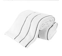 Bedford Home Lot de 2 Serviettes de Bain en Coton de Luxe 100% Coton zéro Torsion, séchage Rapide, Douces et absorbantes (Blanc/Noir)