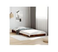 Bedframe bewerkt hout en metaal gerookt eikenkleurig 100x200 cm845173