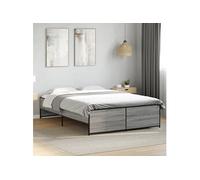 Bedframe bewerkt hout metaal grijs sonoma eiken 120x190 cm3279910