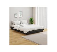 vidaXL Cadre de lit Gris Bois massif 120x190 cm Petit double