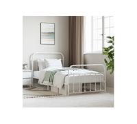 vidaXL Cadre de lit métal sans matelas et pied de lit blanc 107x203 cm