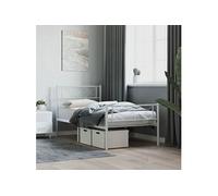 vidaXL Cadre de lit m¿¿tal avec t¿ºte de lit/pied de lit blanc 107x203cm