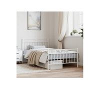 Bedframe met hoofd- en voeteneinde metaal wit 107x203 cm373754