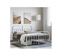 vidaXL Bedframe met hoofd- en voeteneinde metaal wit 150x200 cm353704 Blanc G
