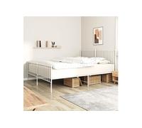 vidaXL Cadre de lit métal avec tête de lit-pied de lit blanc 200x200cm 350956