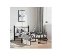 vidaXL Cadre de lit métal 373703 sans matelas avec pied de lit noir 100x190 cm