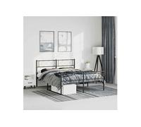 vidaXL Bedframe met hoofd- en voeteneinde metaal zwart 135x190 cm372294 Noir G