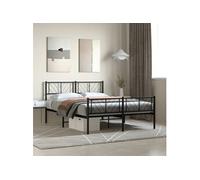 vidaXL Cadre de lit 140x190 cm avec tête et pied en métal noir - 372197 (Noir G)