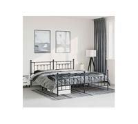 vidaXL Cadre de lit métal pour lit double avec tête et pied 183x213 cm Noir, sans matelas