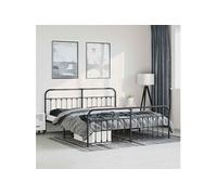 vidaXL Cadre de lit métal sans matelas avec pied de lit noir 193x203cm