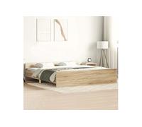 vidaXL Cadre de lit double tête & pied avec sommier à lattes sans matelas Chêne Sonoma 200x200 cm