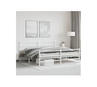 vidaXL Cadre de lit en métal 183x213 cm blanc avec pied de lit - sans matelas