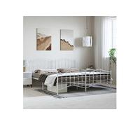 Bedframe met hoofd- en voeteneindeÂ metaal wit 193x203 cm373862