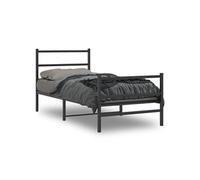 vidaXL Cadre de lit métal avec tête de lit/pied de lit noir 90x190 cm